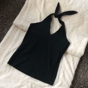 Black halter top built in bra